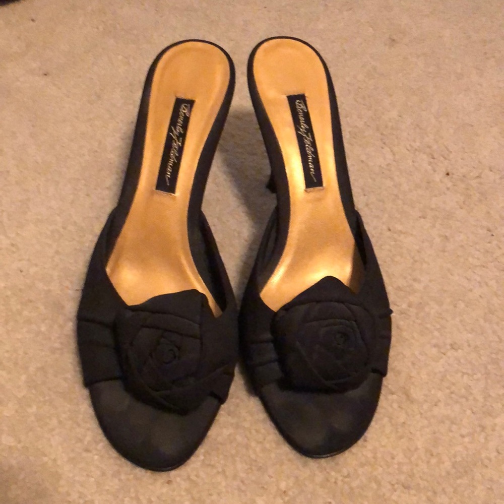 Beverly Feldman Black Heels with Gold Insole